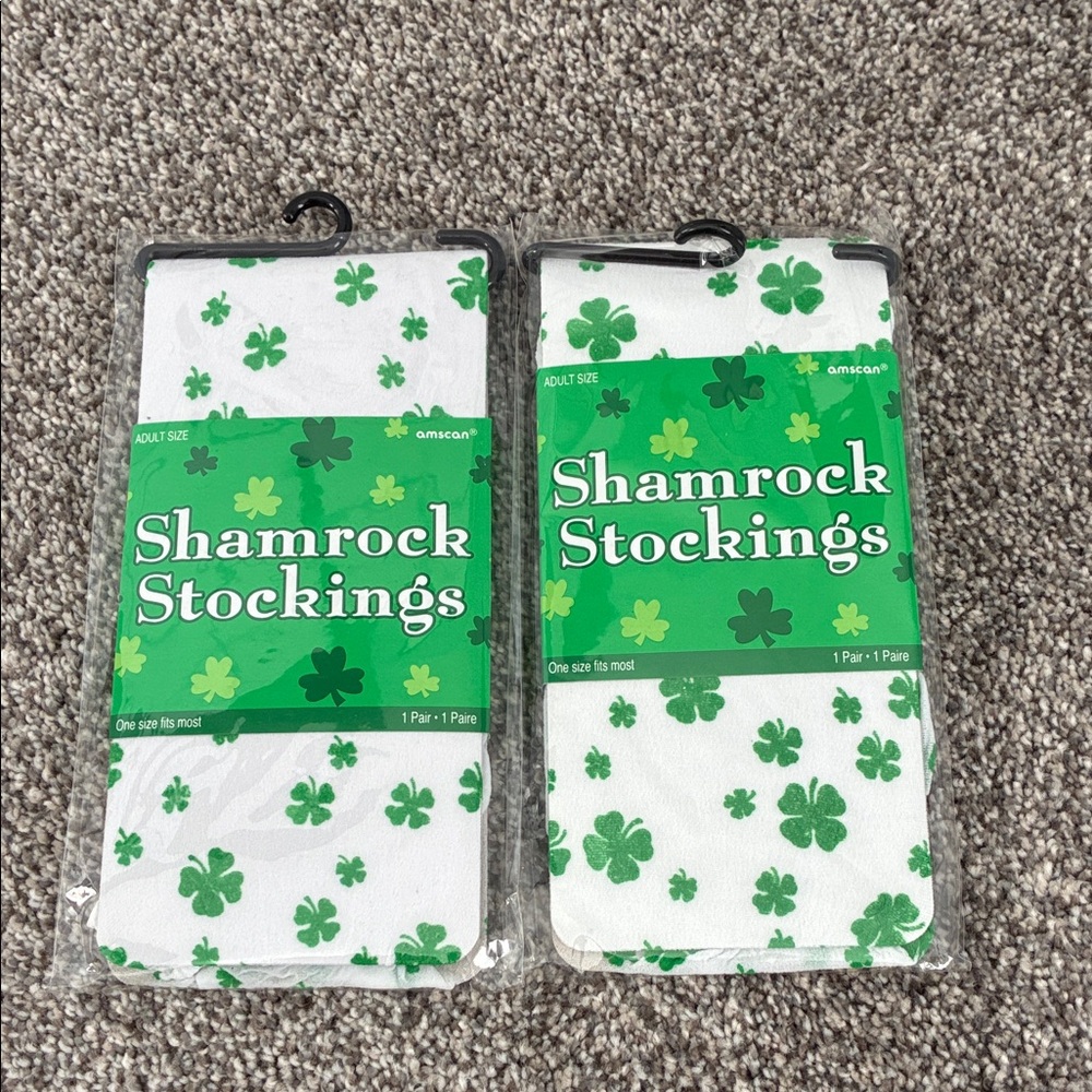 Amscan White Shamrock Stockings with Green Clovers